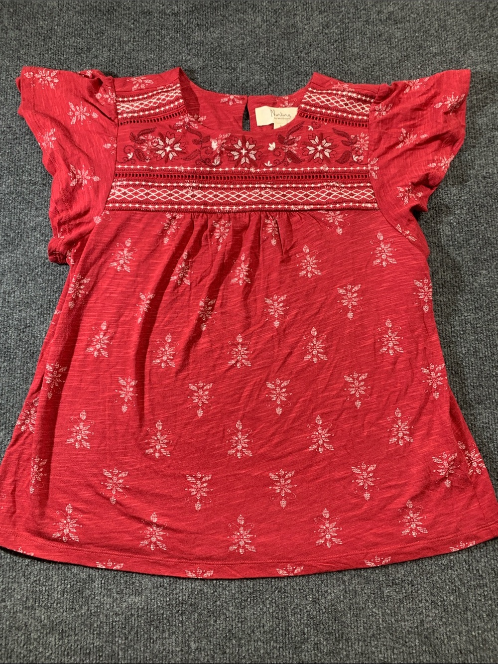Nurture by Lamaze Crimson Red Embroidered Flutter Sleeve Tunic